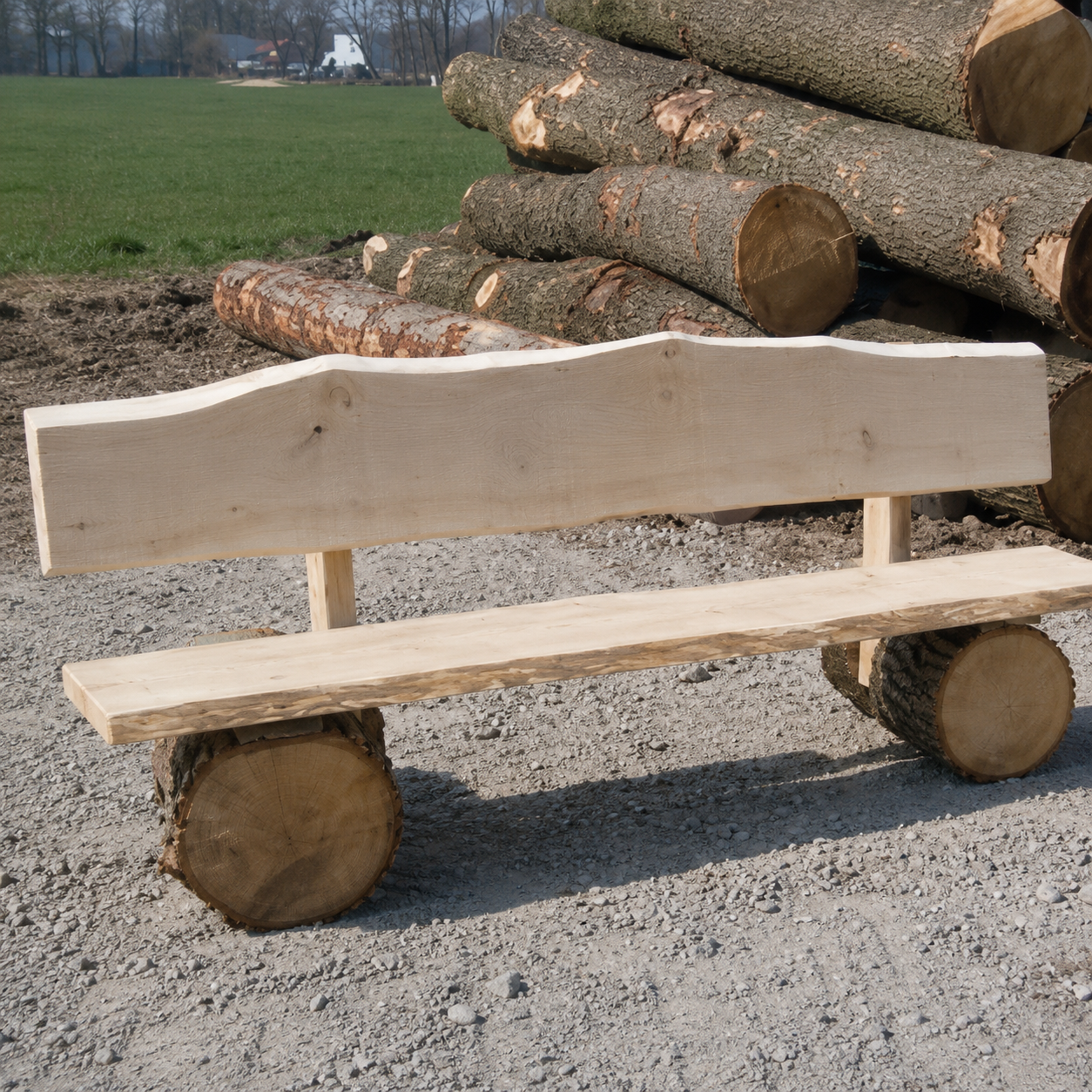 Baumstammbank mit Rückenlehne – Bild 3