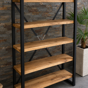 Industrielles Bücherregal aus Eiche